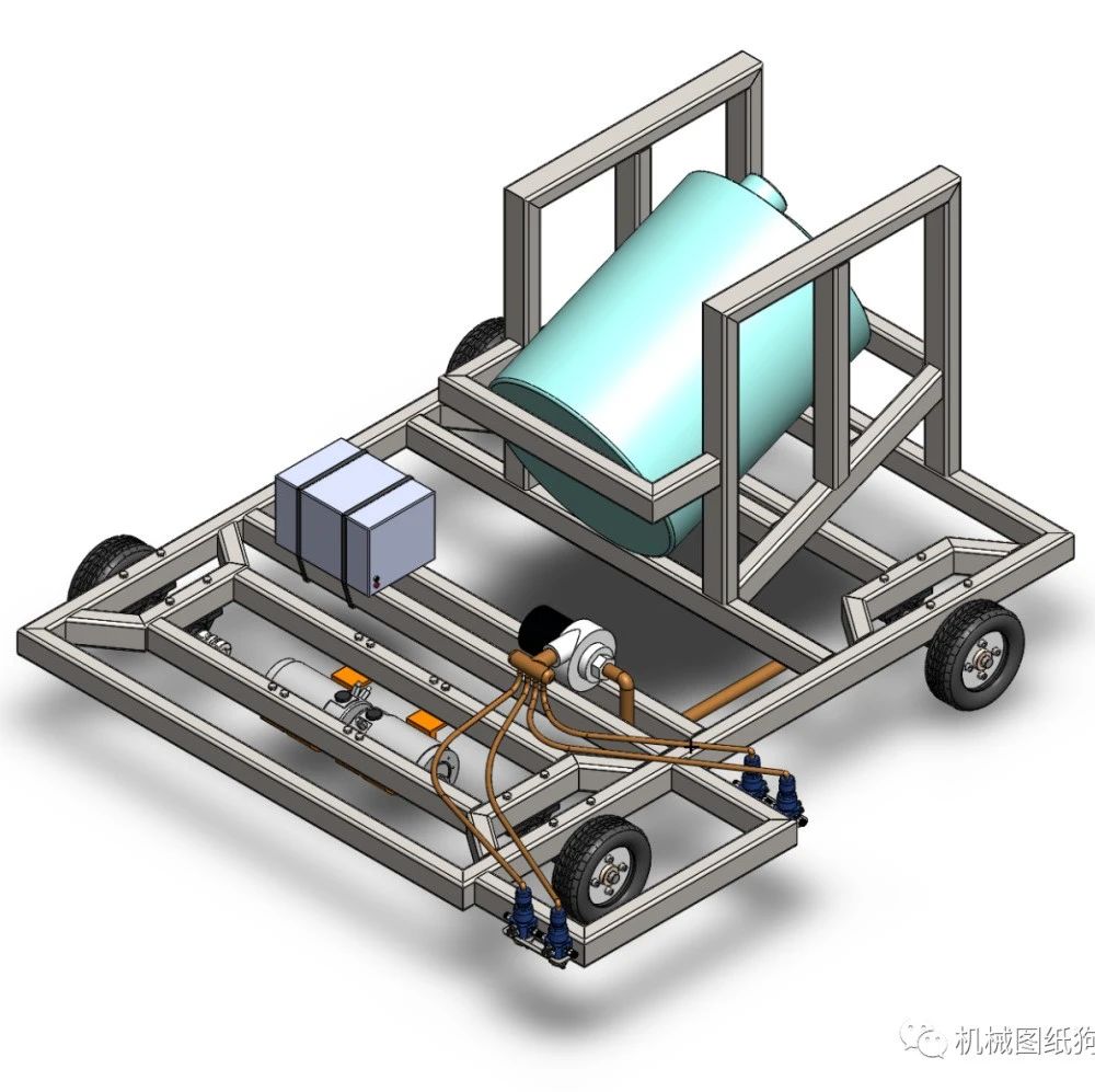 【工程机械】道路标线机器人小车结构3D图纸 Solidworks设计