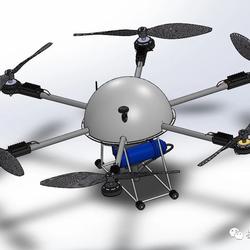 【飞行模型】六轴植保无人机简易模型3D图纸 Solidworks设计