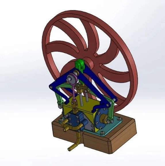 【发动机电机】双活塞蒸汽引擎3D数模图纸 Solidworks设计 附工程图