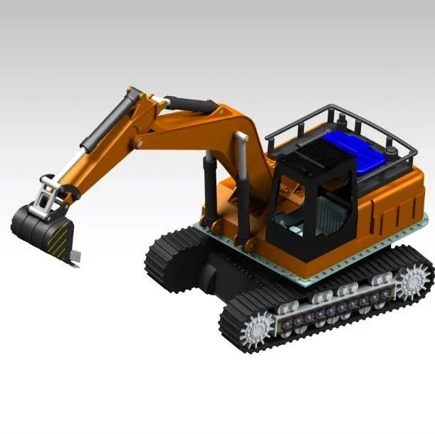 【工程机械】excavator履带挖掘机玩具模型3D图纸 CATIA设计 附STP