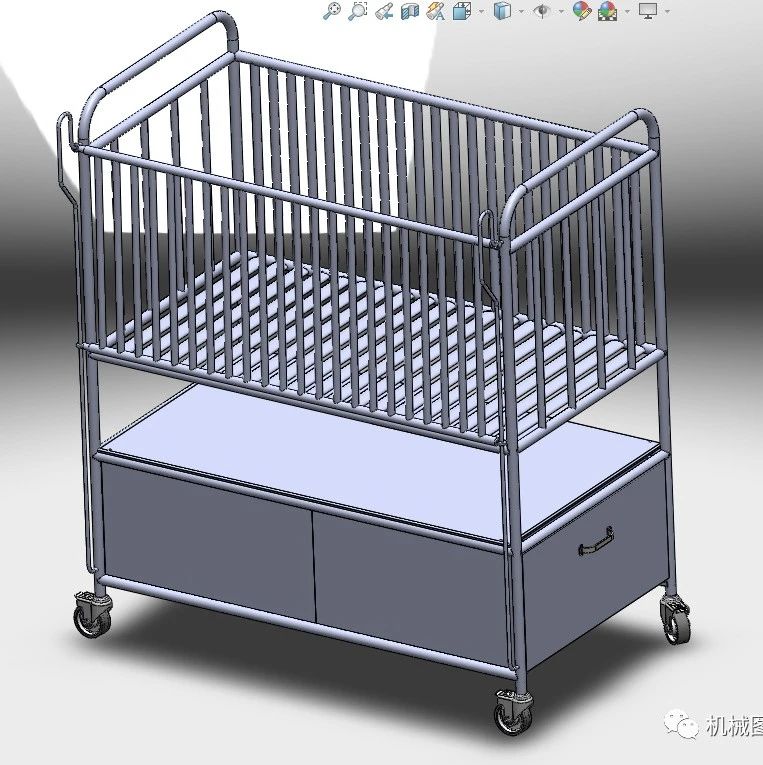 【工程机械】Krevetac医用婴儿病床3D数模图纸 Solidworks设计