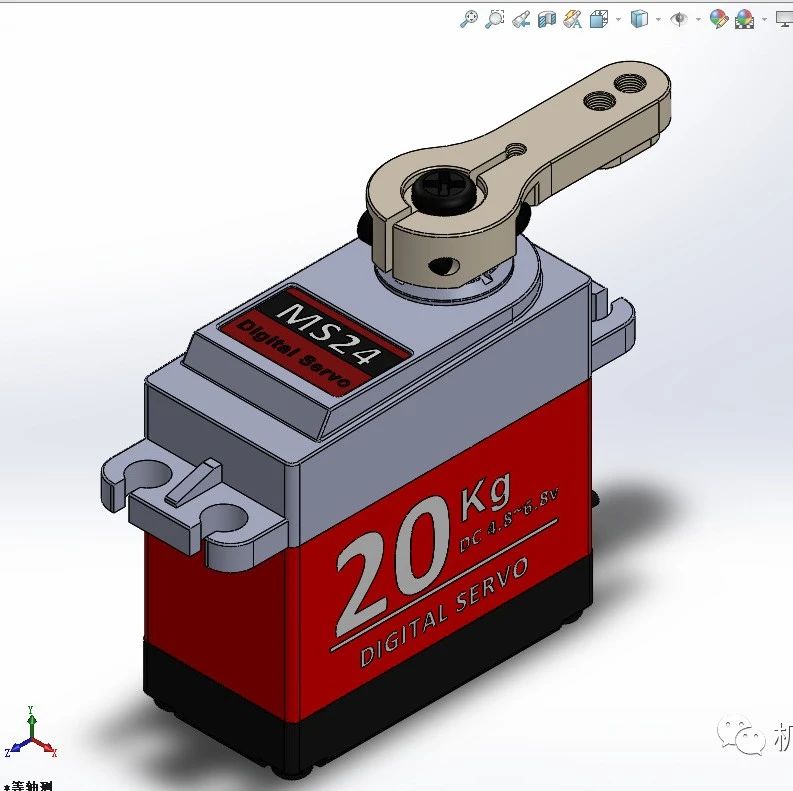 【发动机电机】DS3218MG伺服舵机外形模型3D图纸 Solidworks设计