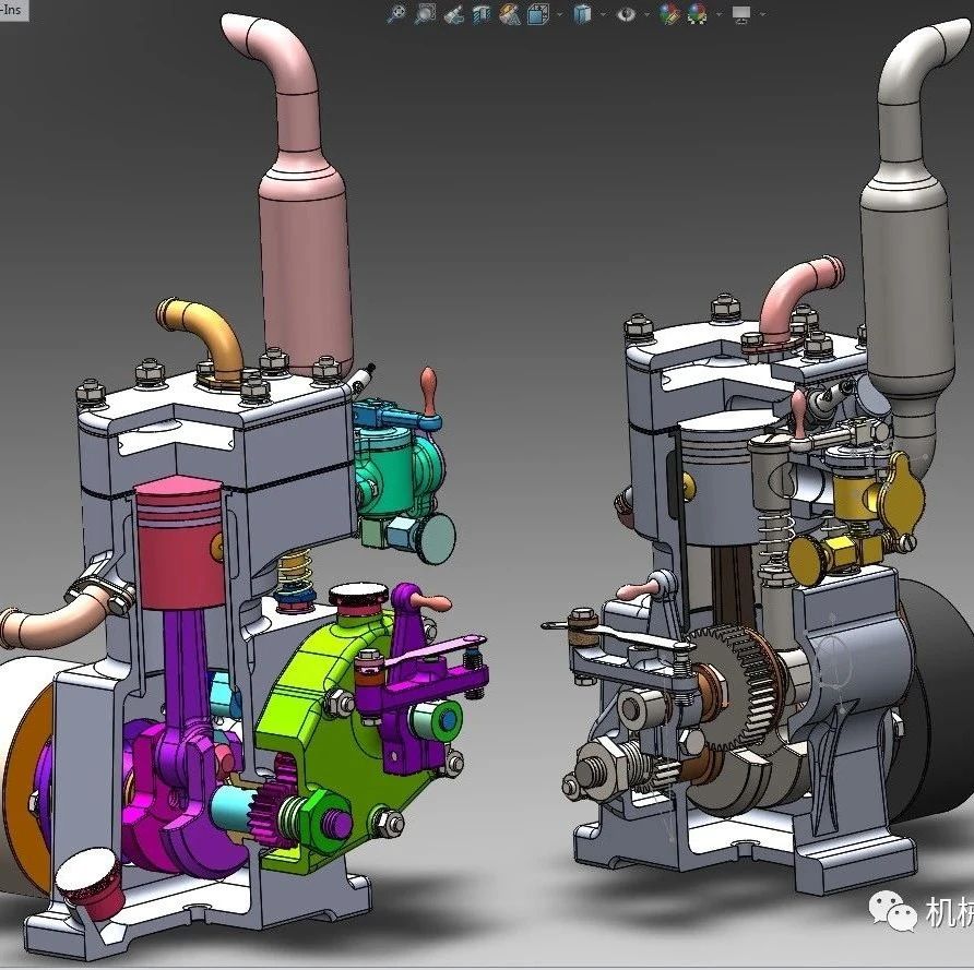 【发动机电机】Whippet 10cc发动机模型3D图纸 Solidworks设计 附STEP