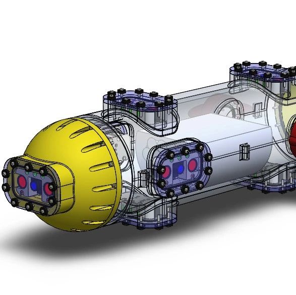 【海洋船舶】自主式水下潜航器水下无人船3D图纸 Solidworks设计