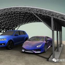 【工程机械】Carport mod停车棚3D数模图纸 STEP格式