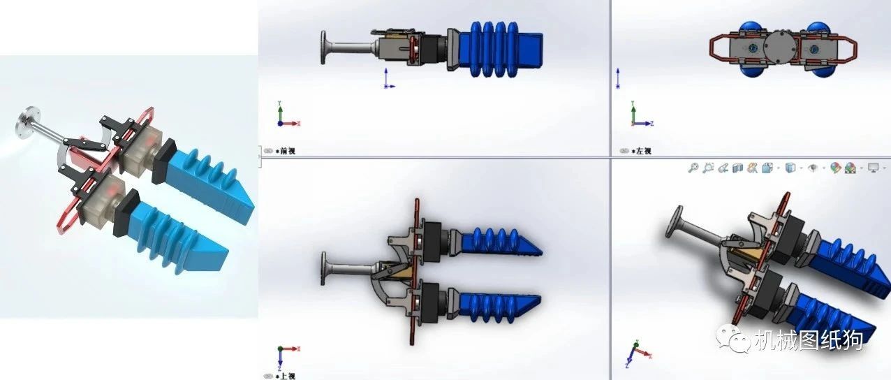 【机器人】软体机械手爪模型3D图纸 Solidworks设计