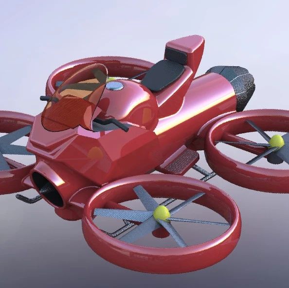 【飞行模型】bike-air载人四轴飞行器概念模型3D图纸 STEP格式