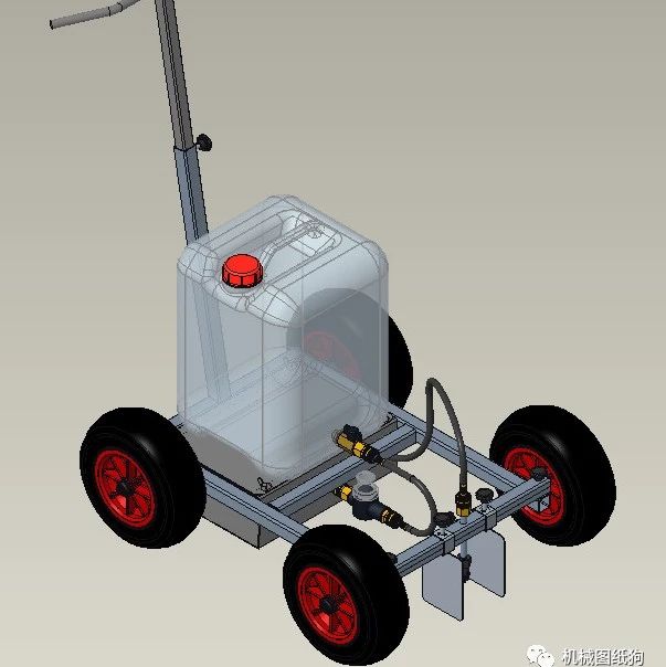 【工程机械】现场标记小推车3D数模图纸 STP格式