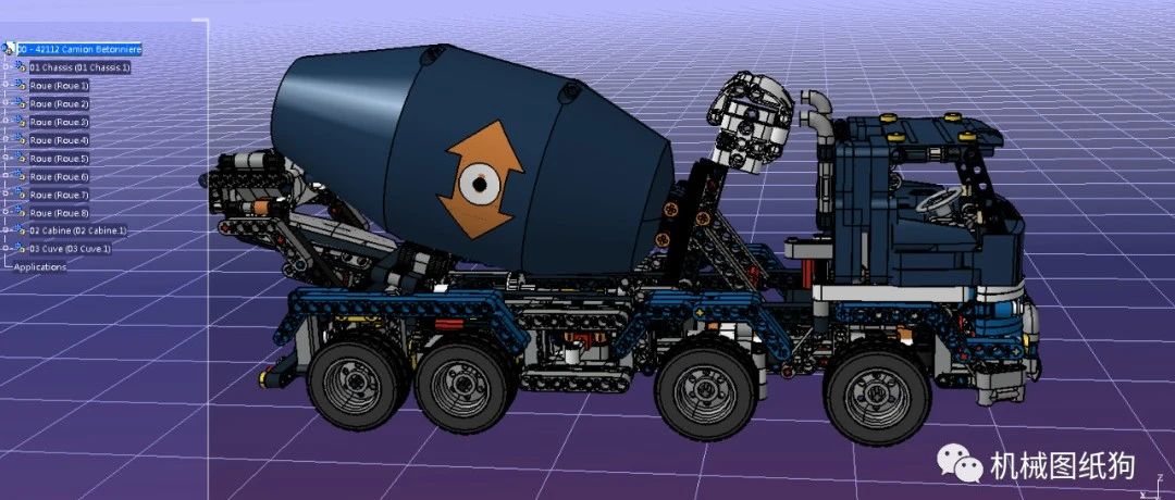 【其他车型】LEGO 42112混凝土搅拌运输车拼装模型3D图纸 STP格式