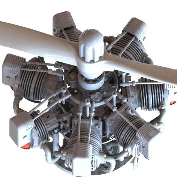【发动机电机】7缸径向星型发动机模型3D图纸 Solidworks设计
