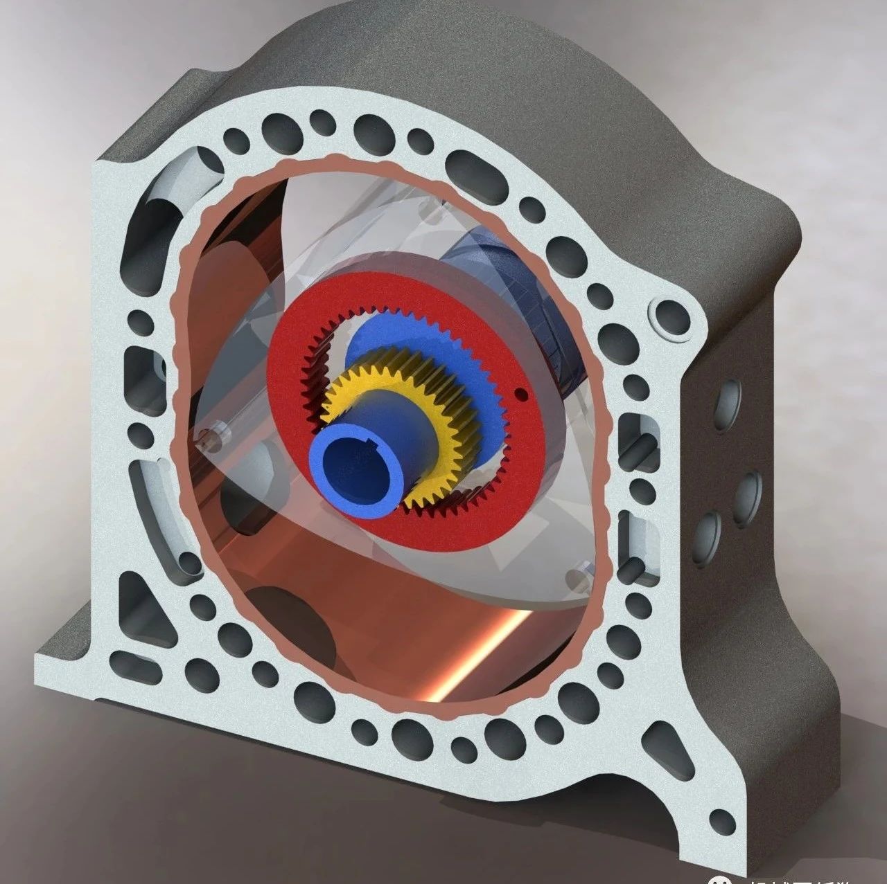 【发动机电机】rotativo wankel转子发动机原理结构模型3D图纸 STEP格式