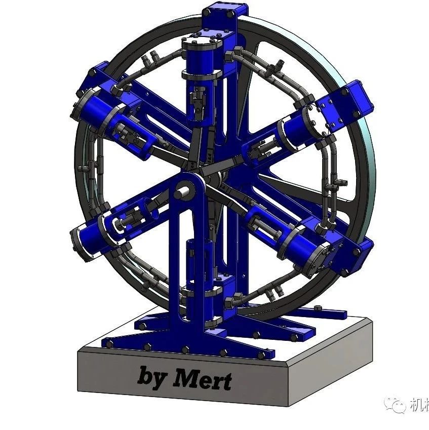 【发动机电机】六缸径向蒸汽机结构3D图纸 Solidworks设计