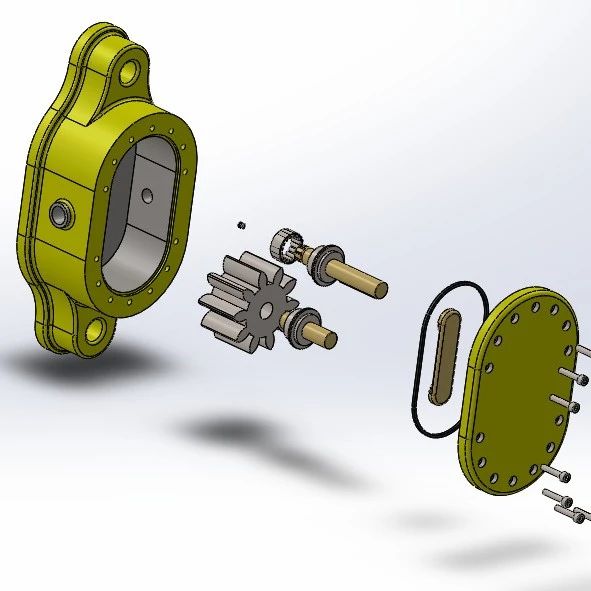 【泵缸阀杆】gear-pump齿轮泵简易爆炸三维图纸 Solidworks设计