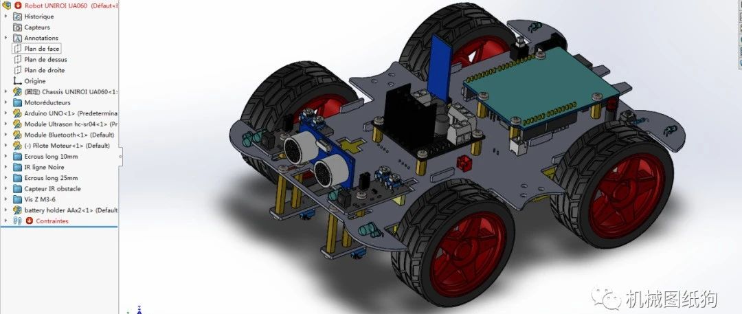 【机器人】UNIROI UA060编程机器人小车模型3D图纸 Solidworks设计