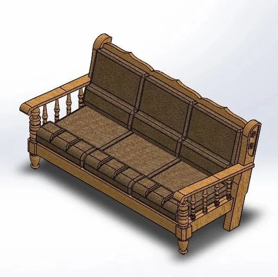 【生活艺术】sofa普通木结构沙发模型3D图纸 Solidworks设计