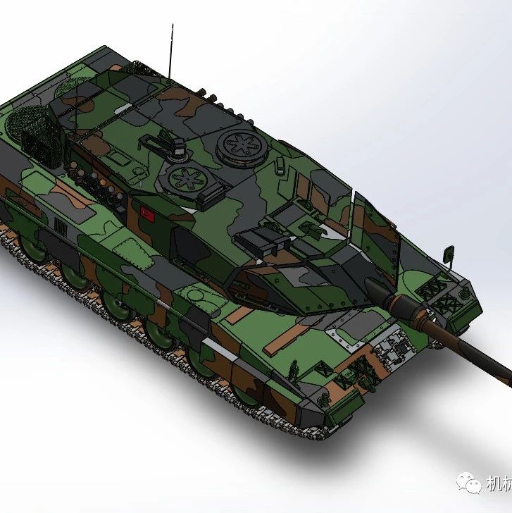 【武器模型】Leopard 2A6坦克模型3D图纸 Solidworks设计