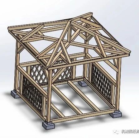 【生活艺术】Gazebo BNS凉亭框架3D数模图纸 Solidworks设计 附STEP