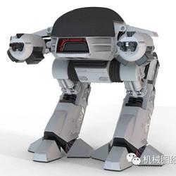 【机器人】ED-209机械战警模型3D图纸 STP格式