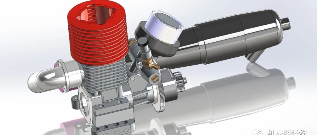 【发动机电机】3.5ccm比例模型用甲醇发动机3D图纸 Solidworks设计 附STEP