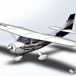 【飞行模型】c172小型通用飞机简易模型3D图纸 Solidworks设计