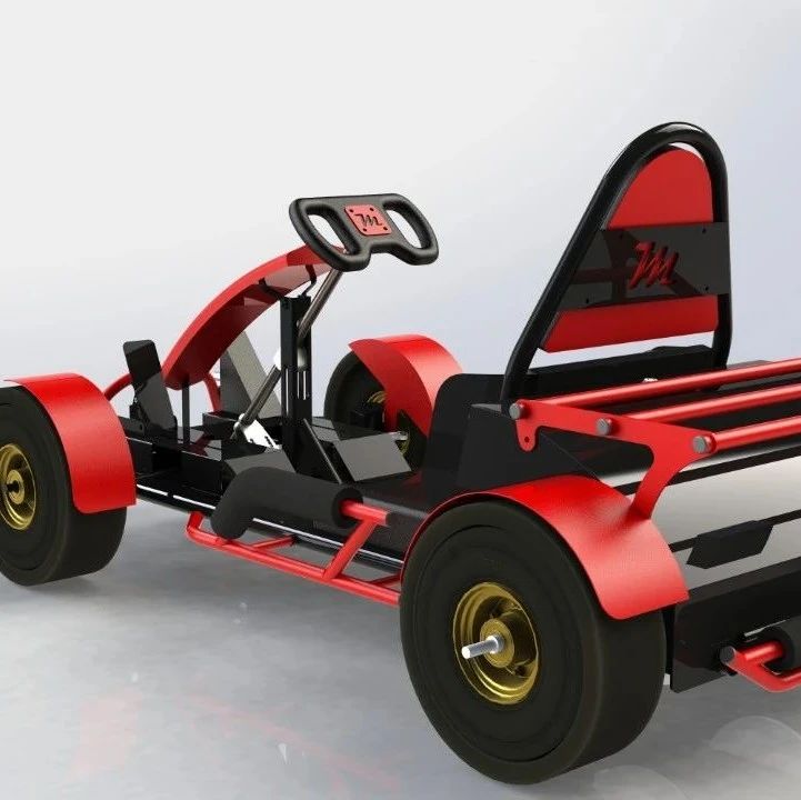 【卡丁赛车】electric-go-kart电动卡丁车3D数模图纸 Solidworks设计