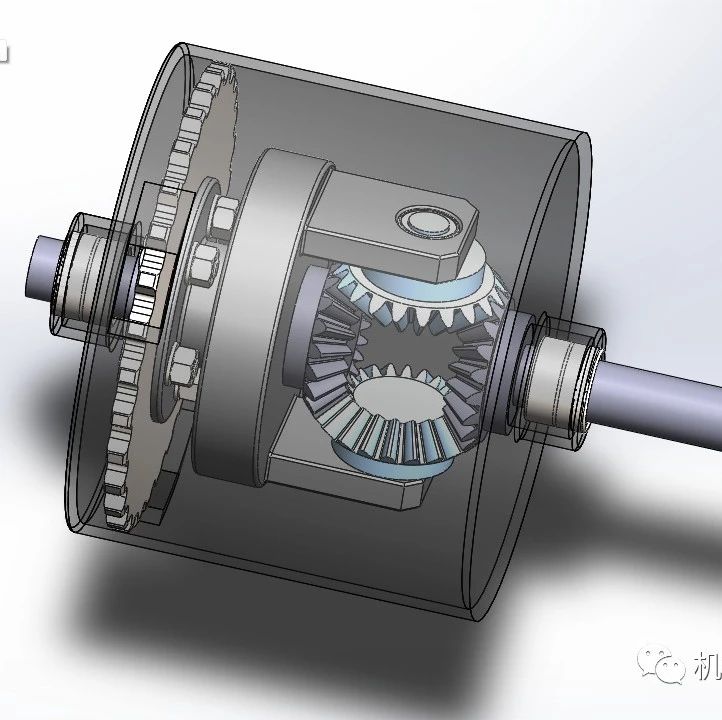 【差减变速器】链传动差速器结构3D图纸 Solidworks设计