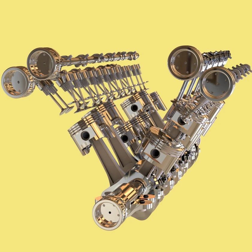 【发动机电机】v12-engine 12缸发动机模型3D图纸 Solidworks设计