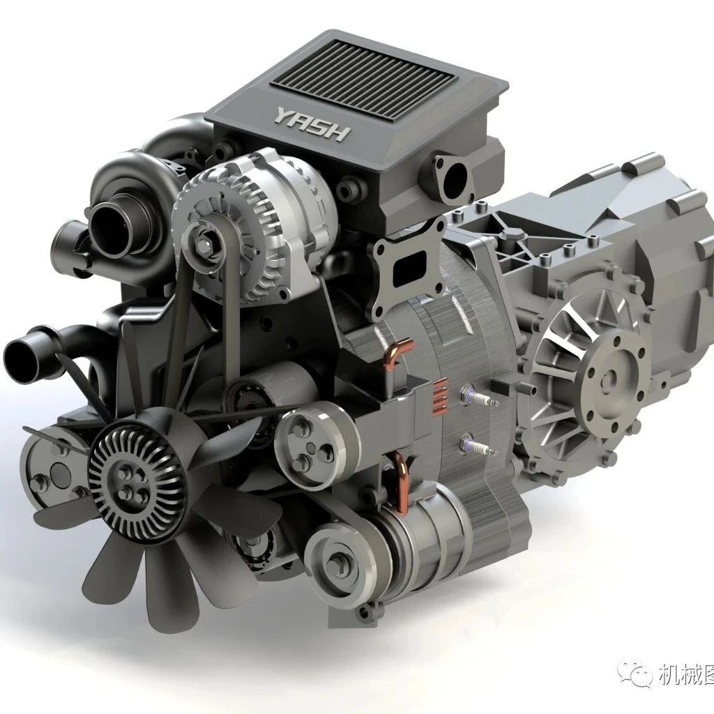 【发动机电机】YASH wankel engine汪克尔转子发动机3D图纸 IGS格式
