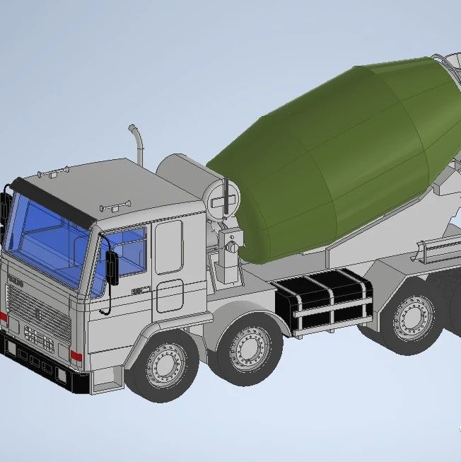 【工程机械】concrete-truck-mixer混凝土罐车3D数模图纸 STP格式