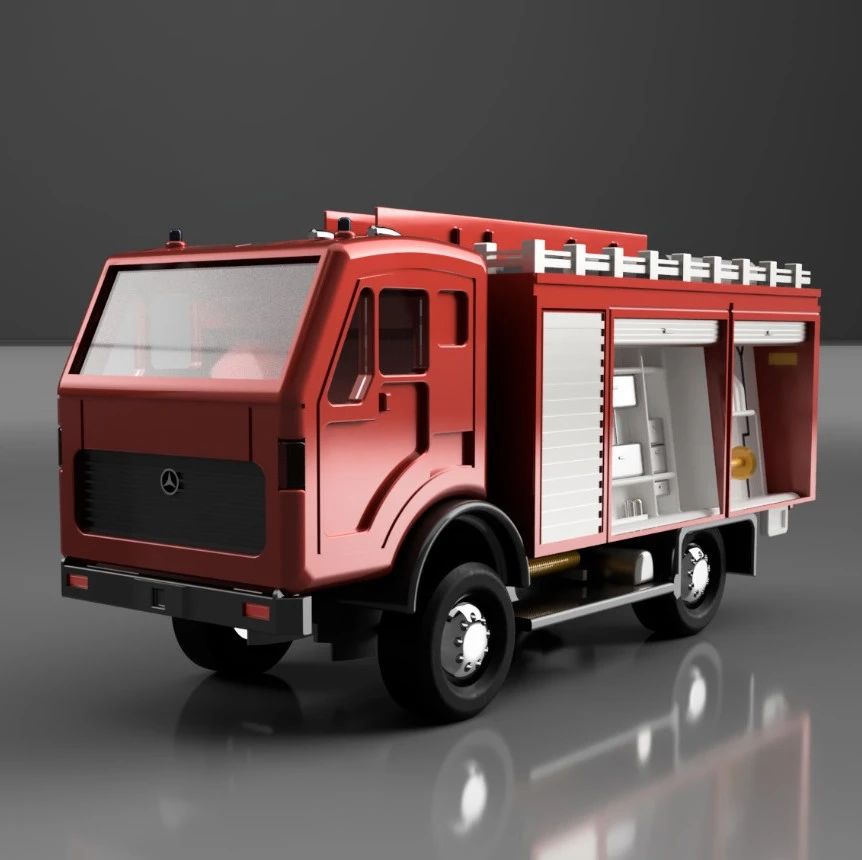 【工程机械】Fire Truck v19消防车模型3D图纸 STEP f3d格式