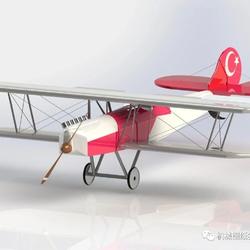 【飞行模型】vecihi K-VI双翼飞机模型3D图纸 Solidworks设计 附STEP