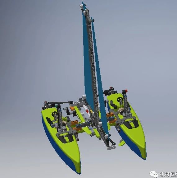 【海洋船舶】Catamaran漂浮双体船(42105)3D图纸 INVENTOR设计 附STP