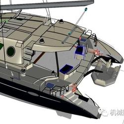 【海洋船舶】sail-catamaran概念双体船造型3D图纸 RHINO设计