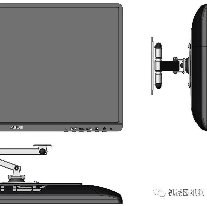 【工程机械】监视器显示器固定支架3D数模图纸 Solidworks设计 附STEP