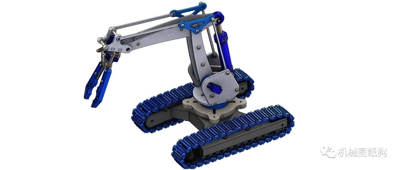 【机器人】robotic-arm机械臂履带车3D数模图纸 Solidworks设计