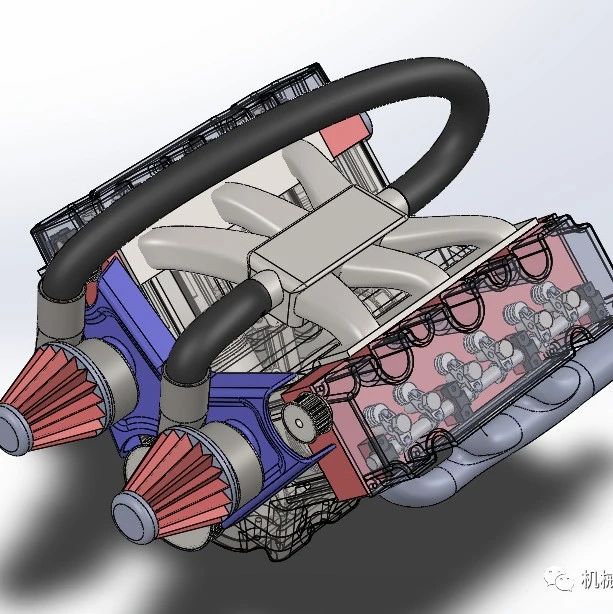 【发动机电机】V6 Engine-Abu六缸发动机3D数模图纸 Solidworks设计