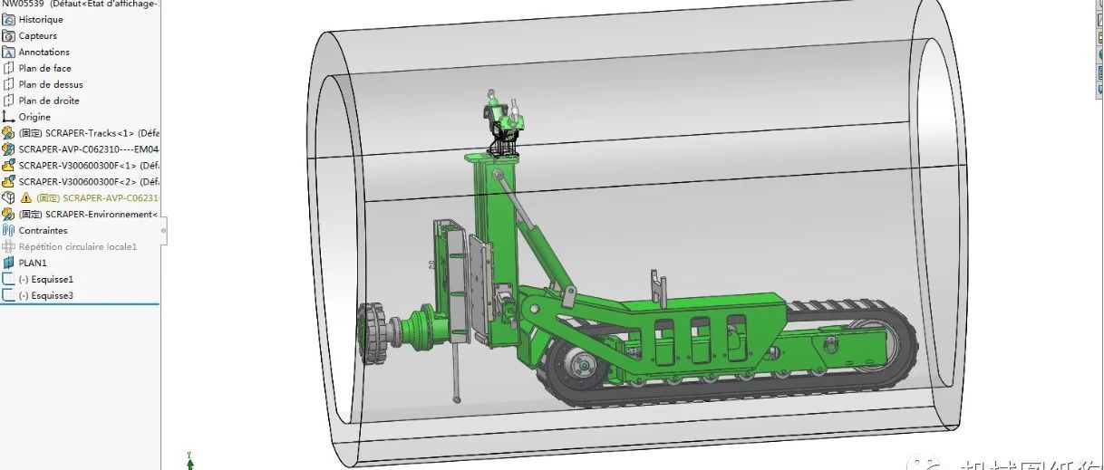 【机器人】scraper ovoide隧道洞穴履带机器人车3D图纸 Solidworks设计