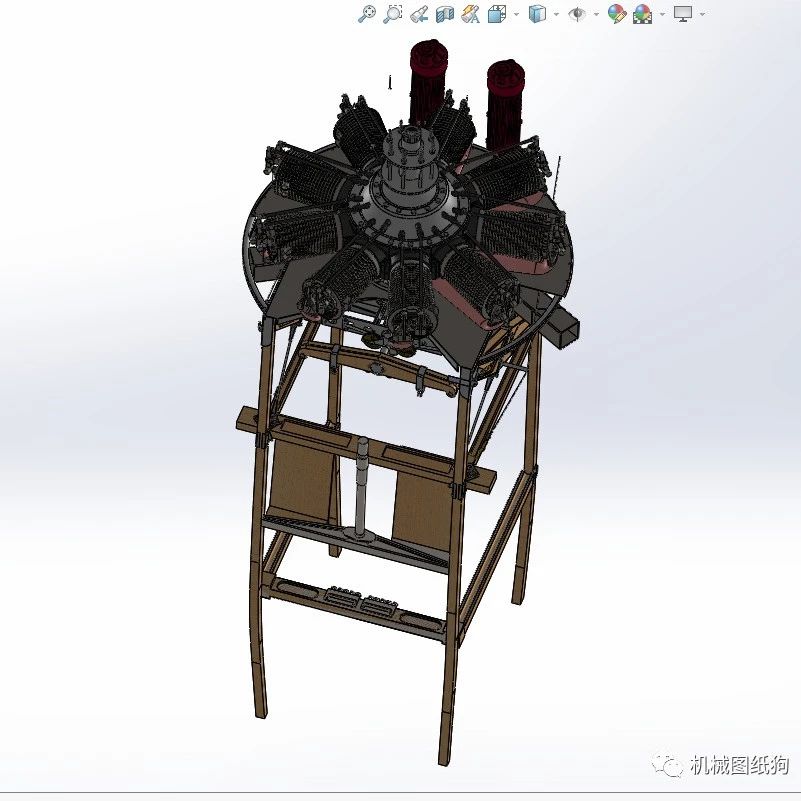 【发动机电机】sopwith九缸星型发动机模型3D图纸 Solidworks设计