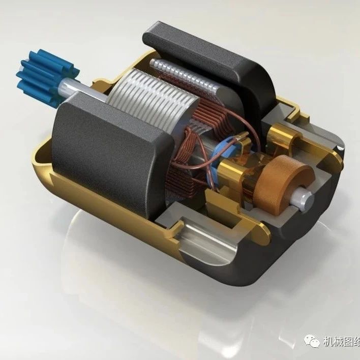 【发动机电机】DC Motor玩具小电机模型3D图纸 Solidworks设计