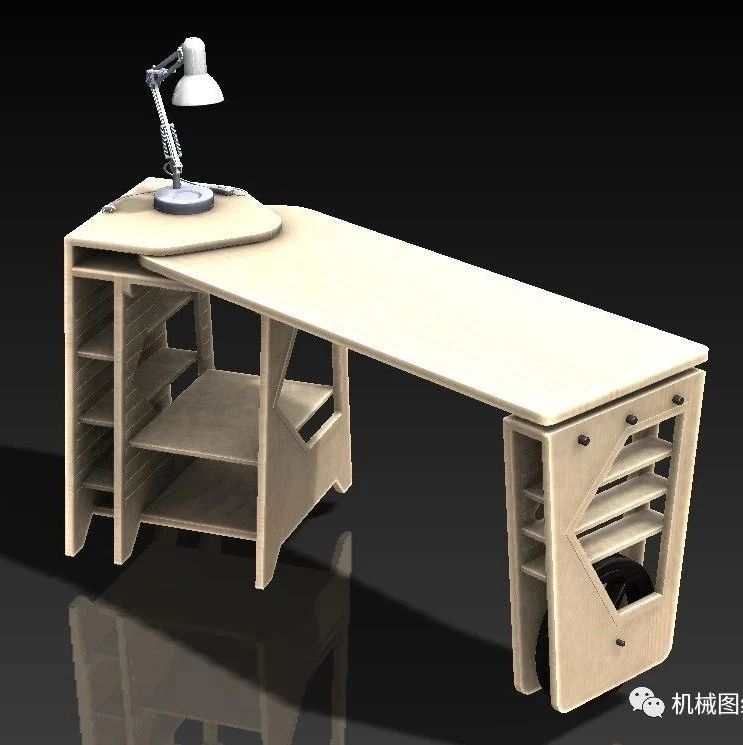【生活艺术】180度旋转移动电脑桌办公桌3D图纸 Solidworks设计 附STEP