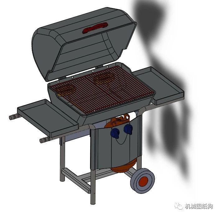 【工程机械】gas grill煤气烤炉架3D数模图纸 Solidworks设计