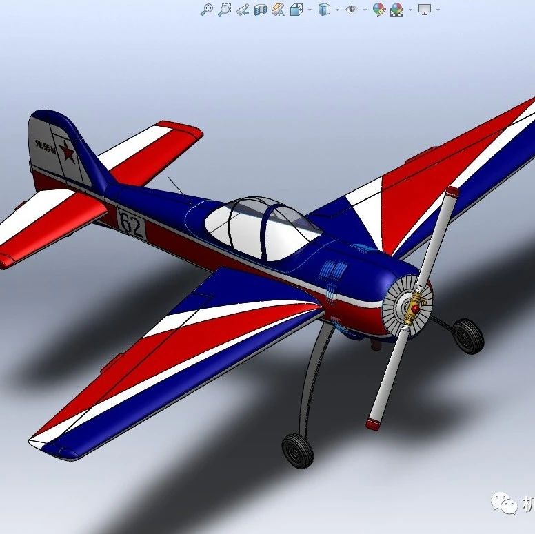 【飞行模型】Yak-55M固定翼飞机模型3D图纸 Solidworks设计