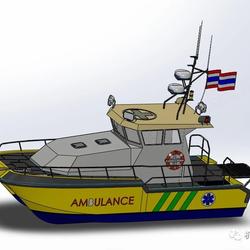 【海洋船舶】Ambulance Boat 10米救护船3D数模图纸 Solidworks设计