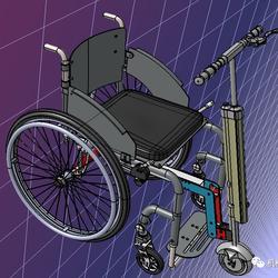 【医疗器械】带前辅助轮的轮椅模型3D图纸 STP格式