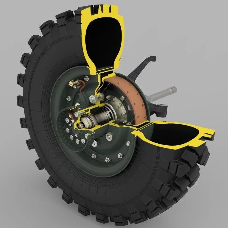 【工程机械】GAZ-66前桥轮毂轮胎3D数模图纸 Solidworks设计 附STEP格式