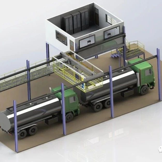 【工程机械】油罐车采样装载系统3D数模图纸 x_t格式