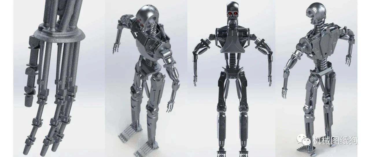 【机器人】terminator t800终结者人形机器人3D数模图纸 Solidworks