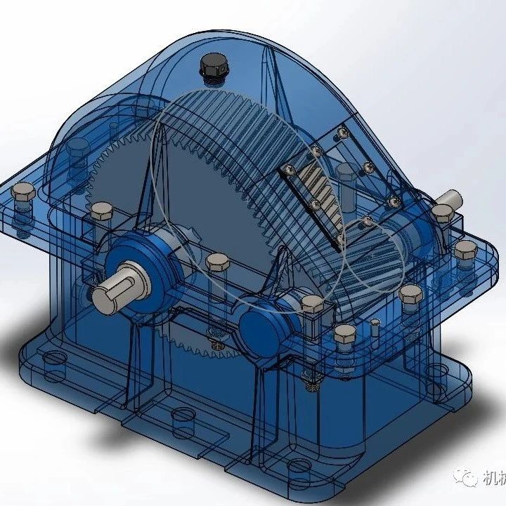 【差减变速器】gearbox-reducer一级斜齿轮减速齿轮箱3D图纸 Solidworks设计