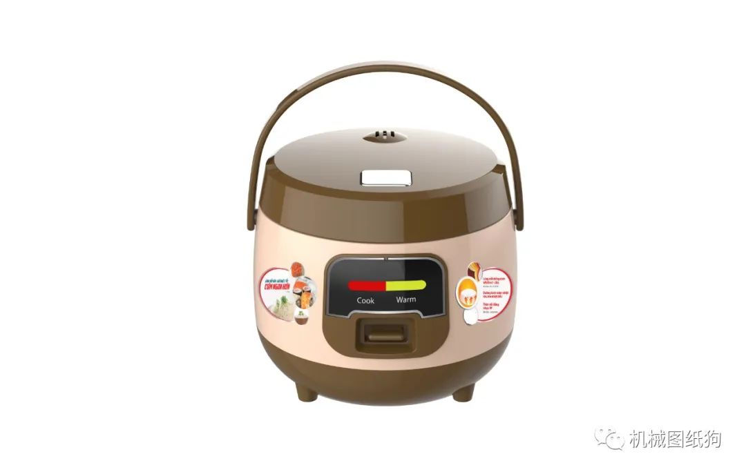 【工程机械】Rice cooker米饭电饭锅模型3D图纸 STP格式_SolidWorks仿真秀干货文章