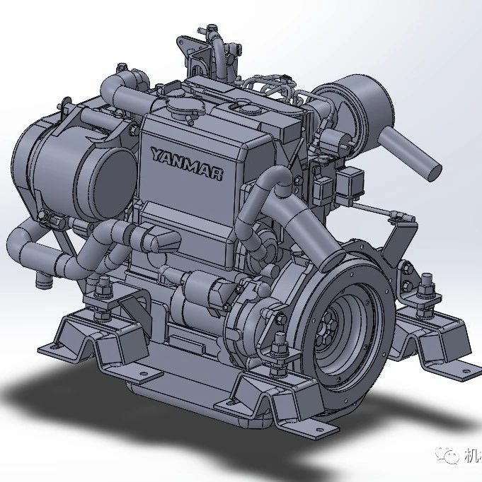【发动机电机】yanmar 29hp船用发动机3D数模图纸 STP格式